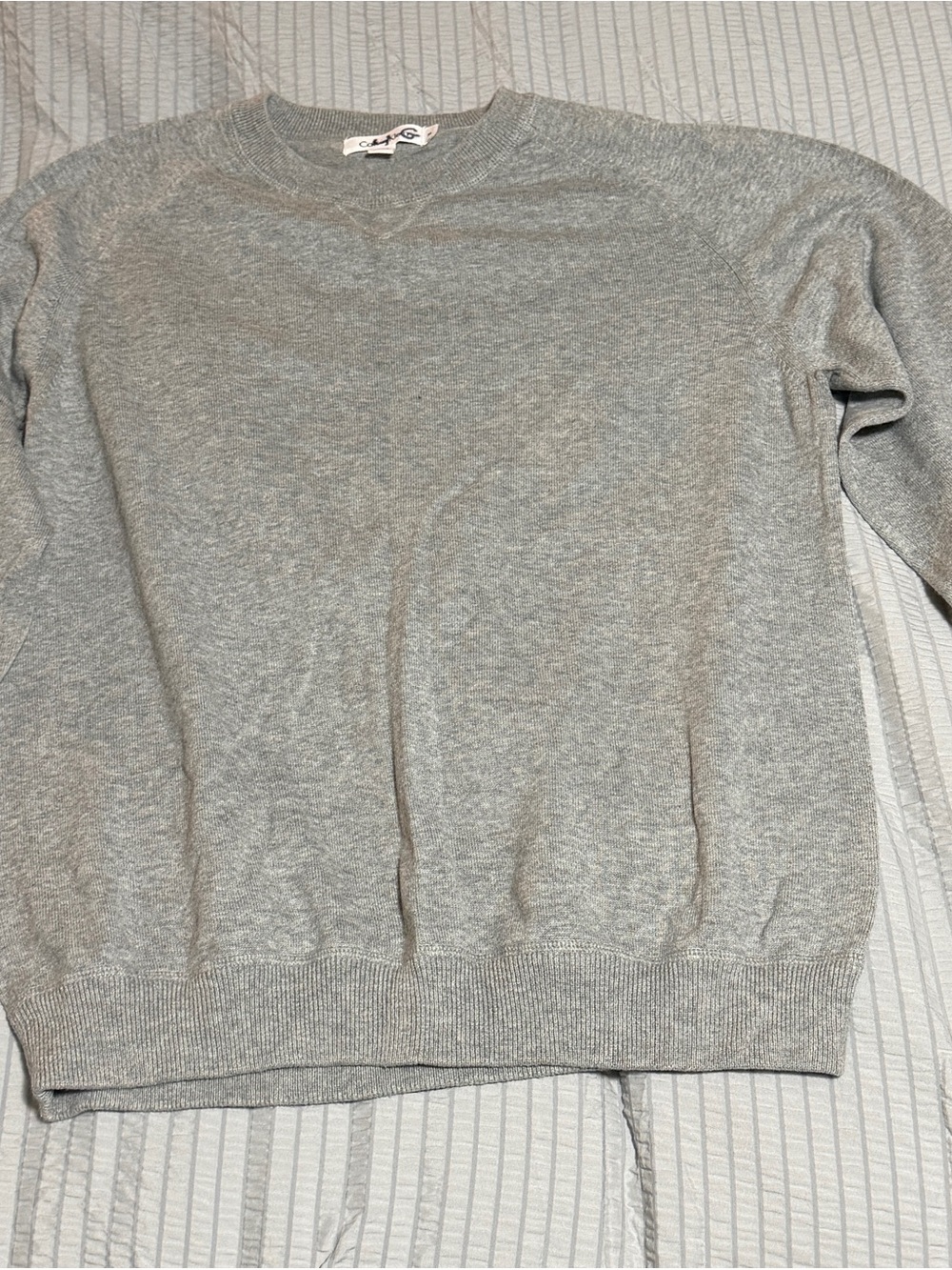 Calvin Klein Men’s Light Gray Crewneck Sweater Size M Cotton Nylon Hong Kong